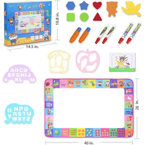 Water Doodle Mat - Kids Painting Writing Doodle Toy Board -  Drawing Mat  (Pink) - Picture 2 of 6